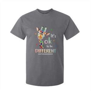 Giraffe Autism T Shirt For Kid It's Ok To Be Different Jigsaw Puzzle TS01 Charcoal Printyourwear
