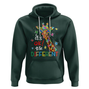 Giraffe Autism Hoodie It's Ok To Be Different TS01 Dark Forest Green Printyourwear