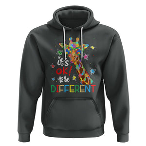 Giraffe Autism Hoodie It's Ok To Be Different TS01 Dark Heather Printyourwear