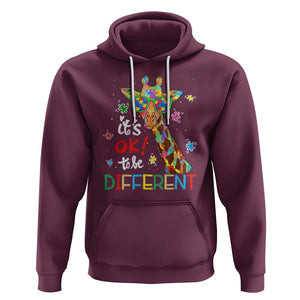 Giraffe Autism Hoodie It's Ok To Be Different TS01 Maroon Printyourwear