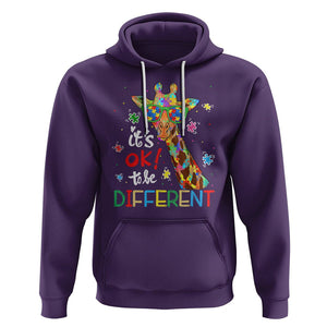 Giraffe Autism Hoodie It's Ok To Be Different TS01 Purple Printyourwear