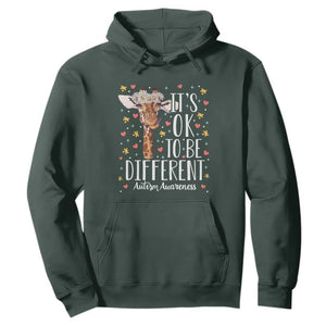 Giraffe Autism Hoodie Its Ok To Be Different Cute Floral TS01 Dark Forest Green Printyourwear