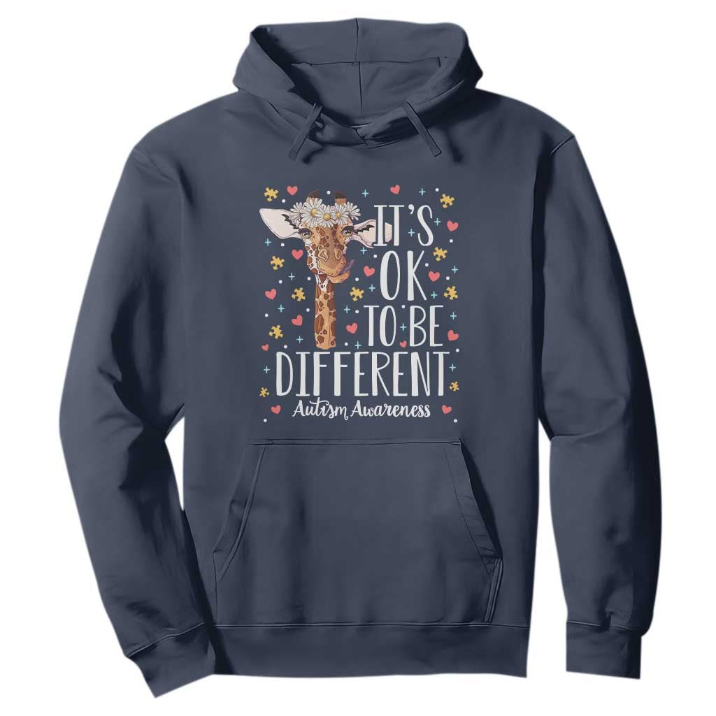 Giraffe Autism Hoodie Its Ok To Be Different Cute Floral TS01 Navy Printyourwear