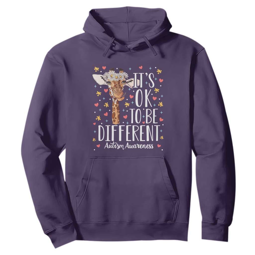 Giraffe Autism Hoodie Its Ok To Be Different Cute Floral TS01 Purple Printyourwear