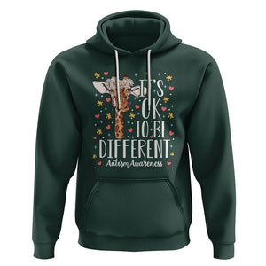 Giraffe Autism Hoodie Its Ok To Be Different Cute Floral TS01 Dark Forest Green Printyourwear