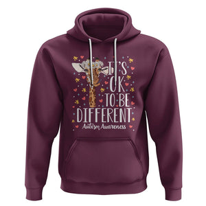 Giraffe Autism Hoodie Its Ok To Be Different Cute Floral TS01 Maroon Printyourwear