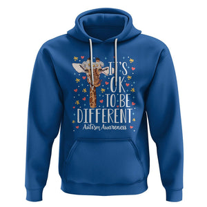 Giraffe Autism Hoodie Its Ok To Be Different Cute Floral TS01 Royal Blue Printyourwear