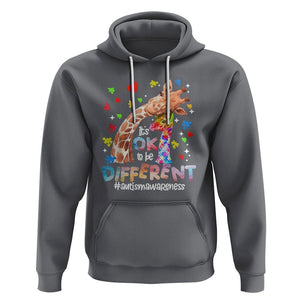 Giraffe Autism Hoodie It's Ok To Be Different Cute Mom And Baby TS01 Charcoal Printyourwear