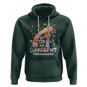 Giraffe Autism Hoodie It's Ok To Be Different Cute Mom And Baby TS01 Dark Forest Green Printyourwear