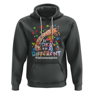 Giraffe Autism Hoodie It's Ok To Be Different Cute Mom And Baby TS01 Dark Heather Printyourwear