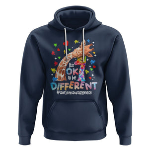 Giraffe Autism Hoodie It's Ok To Be Different Cute Mom And Baby TS01 Navy Printyourwear