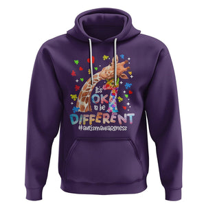 Giraffe Autism Hoodie It's Ok To Be Different Cute Mom And Baby TS01 Purple Printyourwear