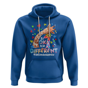 Giraffe Autism Hoodie It's Ok To Be Different Cute Mom And Baby TS01 Royal Blue Printyourwear