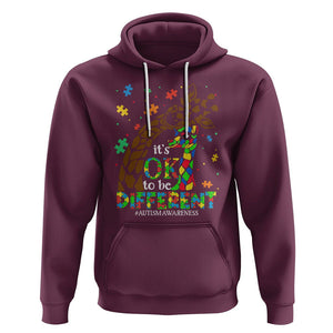 Giraffe Autism Hoodie Its Ok To Be Different Giraffe Mom And Baby TS01 Maroon Printyourwear