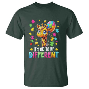 Autism Month T Shirt It's Ok To Be Different Cute Jigsaw Puzzle Balloon TS01 Dark Forest Green Printyourwear