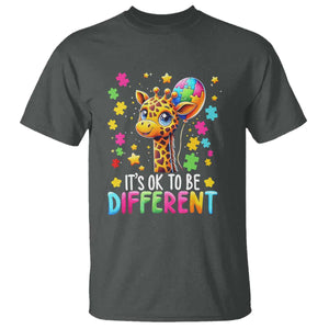 Autism Month T Shirt It's Ok To Be Different Cute Jigsaw Puzzle Balloon TS01 Dark Heather Printyourwear