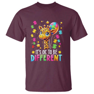 Autism Month T Shirt It's Ok To Be Different Cute Jigsaw Puzzle Balloon TS01 Maroon Printyourwear