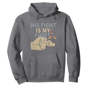 Autism Support Hoodie His Fight is My Fight Hand Fists TS01 Charcoal Printyourwear