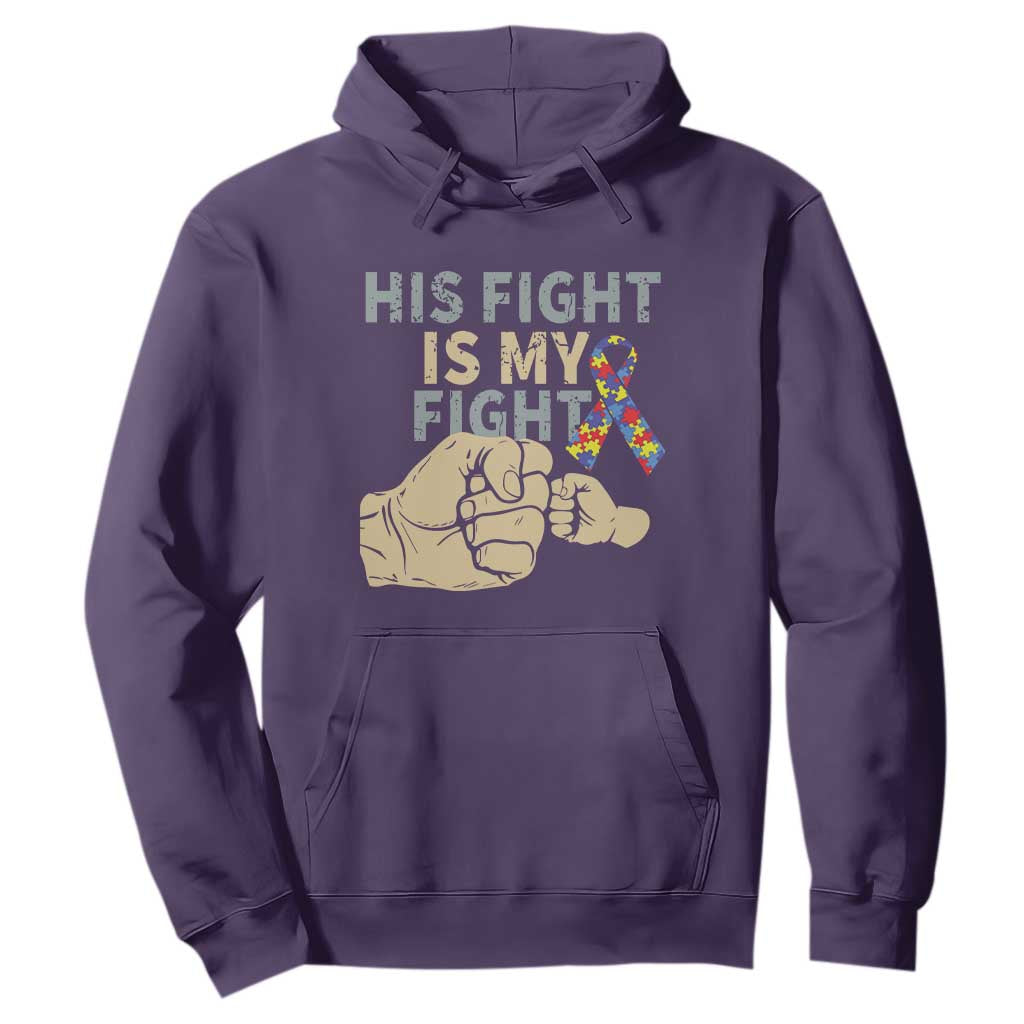 Autism Support Hoodie His Fight is My Fight Hand Fists TS01 Purple Printyourwear