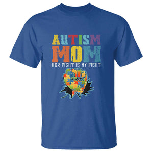 Autism Mom T Shirt Her Fight is My Fight Puzzle Raised Fist TS01 Royal Blue Printyourwear