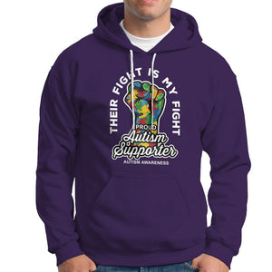 Proud Autism Supporter Hoodie Their Fight is My Fight Raised Fist Fighters TS01 Purple Printyourwear