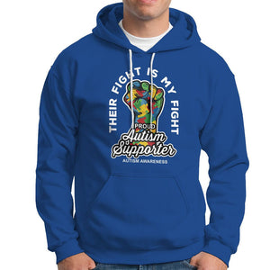 Proud Autism Supporter Hoodie Their Fight is My Fight Raised Fist Fighters TS01 Royal Blue Printyourwear