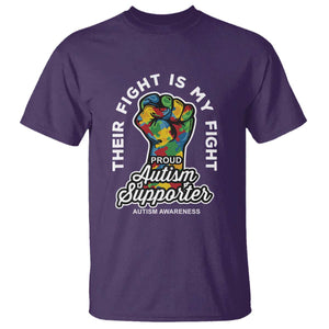 Proud Autism Supporter T Shirt Their Fight is My Fight Raised Fist Fighters TS01 Purple Printyourwear