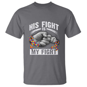 Autism Support T Shirt His Fight Is My Fight Fighters Fist Bump TS01 Charcoal Print Your Wear