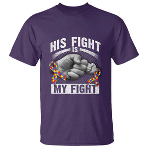 Autism Support T Shirt His Fight Is My Fight Fighters Fist Bump TS01 Purple Print Your Wear