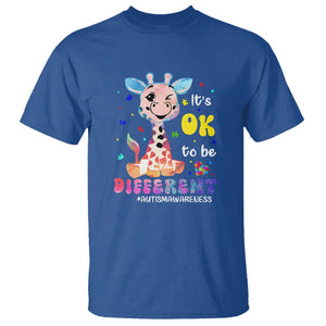 Cute Giraffe Autism T Shirt It's Ok To Be Different TS01 Royal Blue Printyourwear