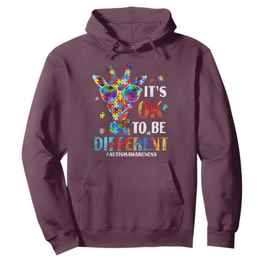 Cool Giraffe Autism Hoodie It's Ok To Be Different Jigsaw Puzzle TS01 Maroon Printyourwear
