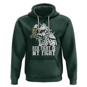 Unicorn Autism Dad Hoodie Her Fight Is My Fight Strong Fighters TS01 Dark Forest Green Printyourwear