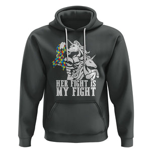 Unicorn Autism Dad Hoodie Her Fight Is My Fight Strong Fighters TS01 Dark Heather Printyourwear