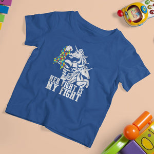 Unicorn Autism Dad T Shirt For Kid Her Fight Is My Fight Strong Fighters TS01 Royal Blue Printyourwear