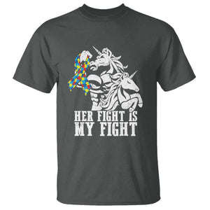 Unicorn Autism Dad T Shirt Her Fight Is My Fight Strong Fighters TS01 Dark Heather Printyourwear