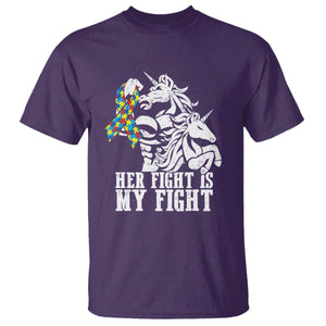 Unicorn Autism Dad T Shirt Her Fight Is My Fight Strong Fighters TS01 Purple Printyourwear