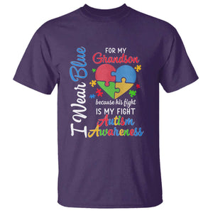 Autism Grandparents T Shirt I Wear Blue For My Grandson Because His Fight is My Fight Grandma Grandpa TS01 Purple Printyourwear