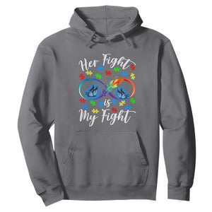 Autism Support Hoodie Her Fight Is My FightRainbow Infinity With Feather Butterflies TS01 Charcoal Printyourwear