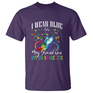 Autism Grandparents T Shirt I Wear Blue For My Grandson Grandma Grandpa Rainbow Infinity with Feather Butterfly TS01 Purple Printyourwear