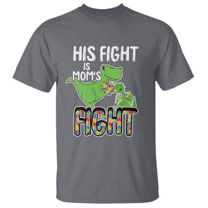 Dinosaur Autism Mama T Shirt His Fight Is Mom's Fight Acceot Love Support Jigsaw Puzzle TS01 Charcoal Printyourwear