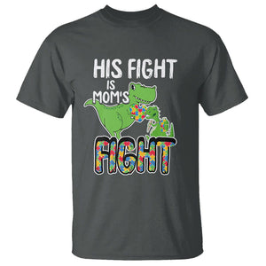 Dinosaur Autism Mama T Shirt His Fight Is Mom's Fight Acceot Love Support Jigsaw Puzzle TS01 Dark Heather Printyourwear