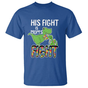 Dinosaur Autism Mama T Shirt His Fight Is Mom's Fight Acceot Love Support Jigsaw Puzzle TS01 Royal Blue Printyourwear