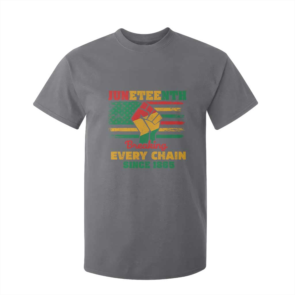 Juneteenth T Shirt For Kid Breaking Every Chain Since 1865 American Flag TS01 Charcoal Print Your Wear