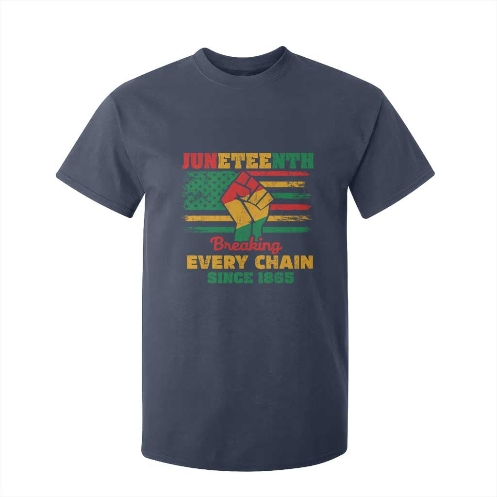 Juneteenth T Shirt For Kid Breaking Every Chain Since 1865 American Flag TS01 Navy Print Your Wear