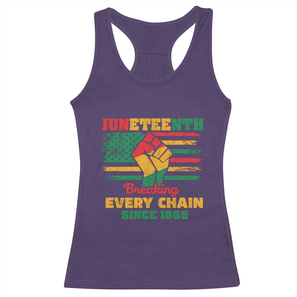 Juneteenth Racerback Tank Top Breaking Every Chain Since 1865 American Flag TS01 Purple Print Your Wear