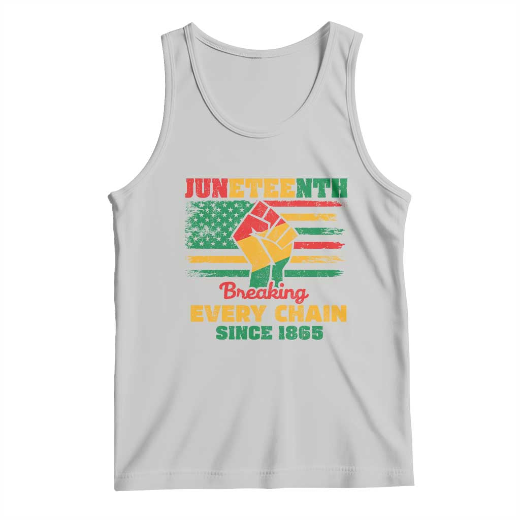 Juneteenth Tank Top Breaking Every Chain Since 1865 American Flag TS01 Ash Print Your Wear