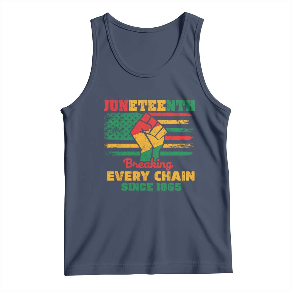 Juneteenth Tank Top Breaking Every Chain Since 1865 American Flag TS01 Navy Print Your Wear