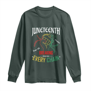 Juneteenth 1865 Long Sleeve Shirt Breaking Every Chain Freeish Black Freedom TS01 Dark Forest Green Print Your Wear