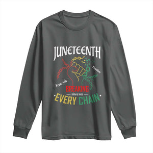 Juneteenth 1865 Long Sleeve Shirt Breaking Every Chain Freeish Black Freedom TS01 Dark Heather Print Your Wear