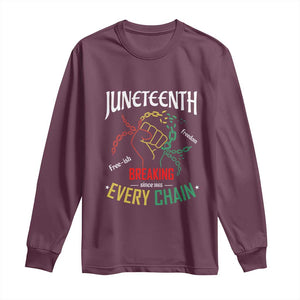 Juneteenth 1865 Long Sleeve Shirt Breaking Every Chain Freeish Black Freedom TS01 Maroon Print Your Wear